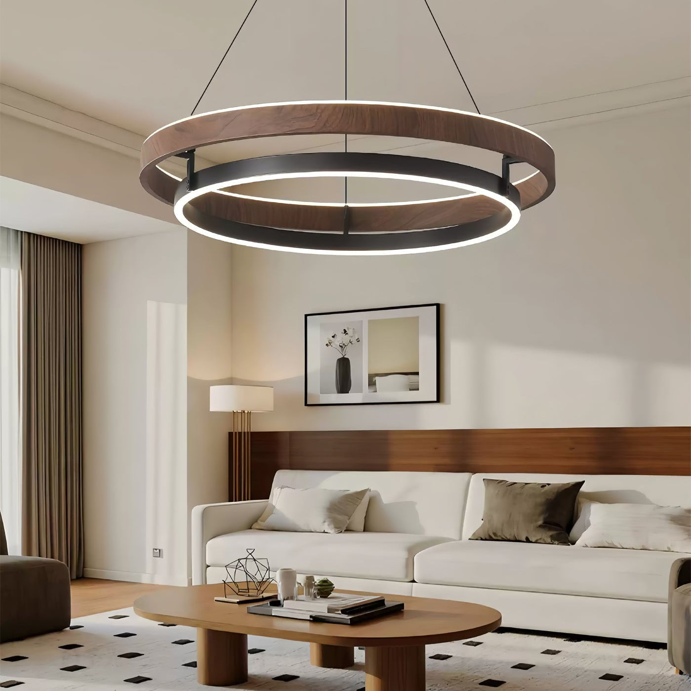 Nisora - Double Ring LED Glow Chandelier