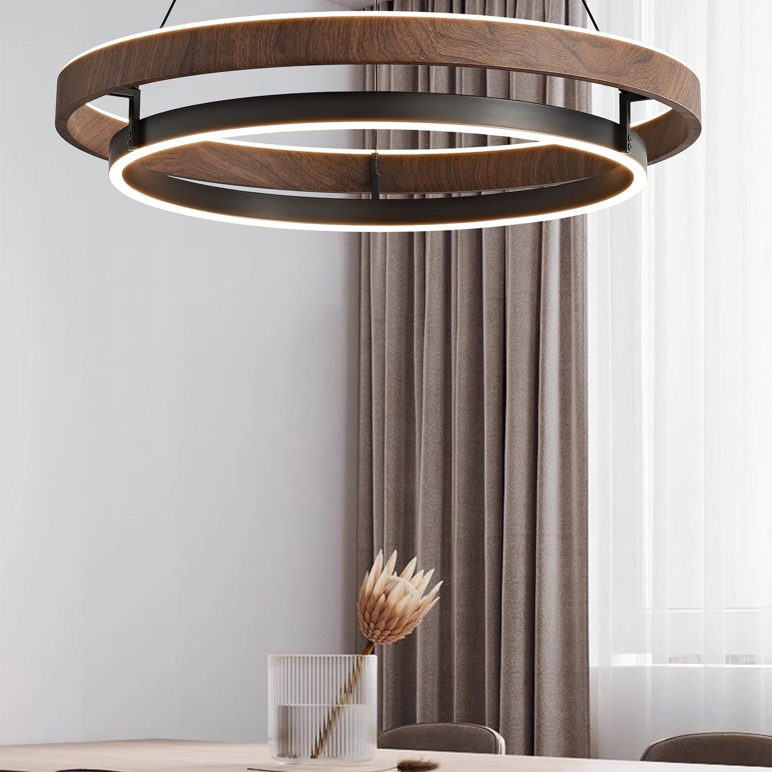 Nisora - Double Ring LED Glow Chandelier