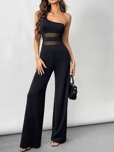 Nora | Elegante One-Shoulder Jumpsuit met Mesh Details