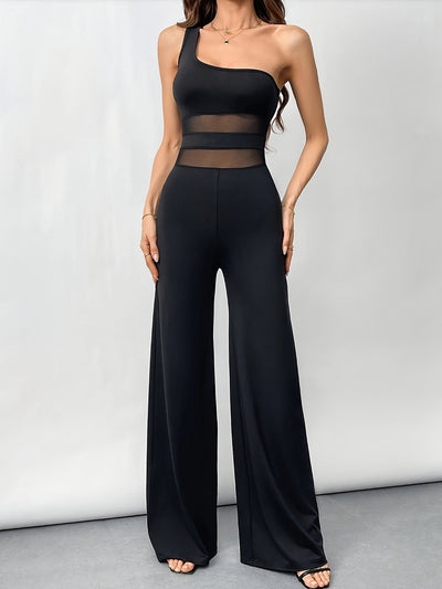 Nora | Elegante One-Shoulder Jumpsuit met Mesh Details