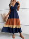 Norah | Elegante Maxi Jurk met Kleurenblokken en V-Hals