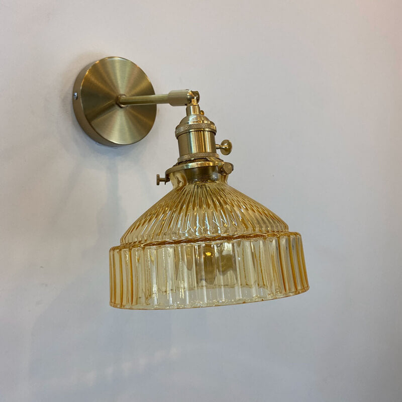 Velorn – Nordic Brass Glass Dome Wall Sconce Lamp 1 Light