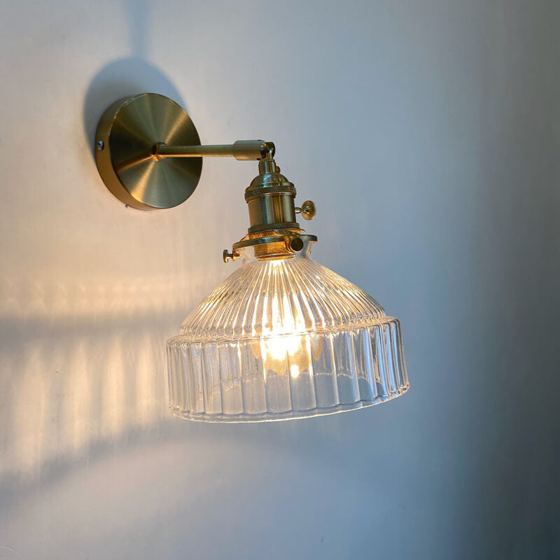 Velorn – Nordic Brass Glass Dome Wall Sconce Lamp 1 Light