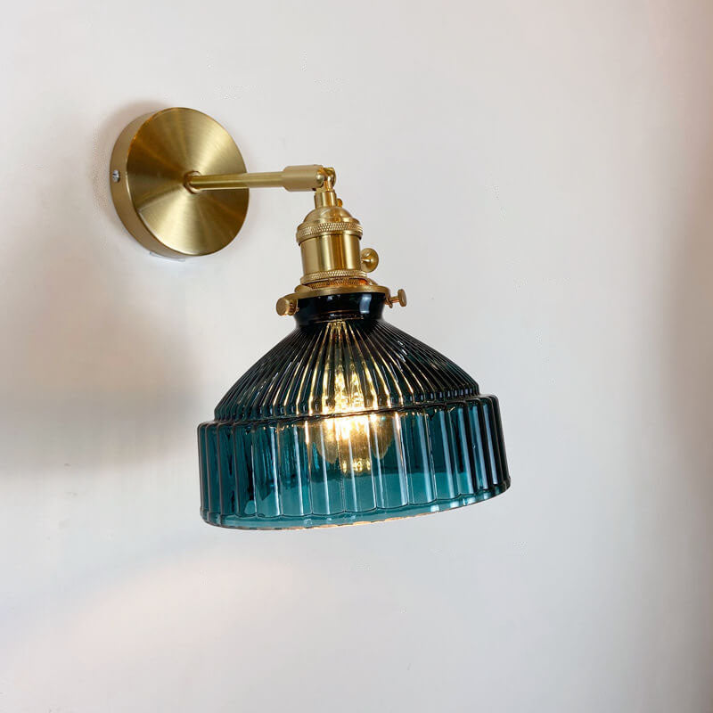 Velorn – Nordic Brass Glass Dome Wall Sconce Lamp 1 Light