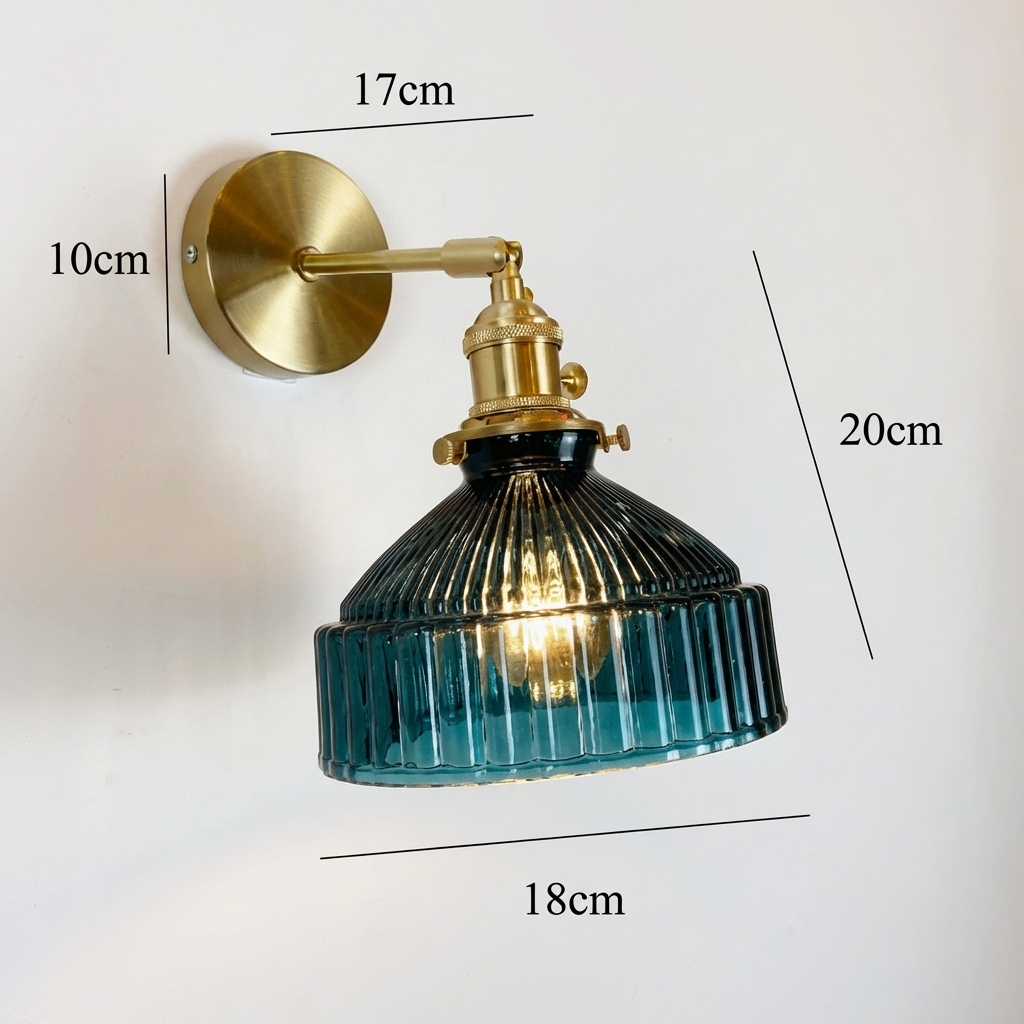 Velorn – Nordic Brass Glass Dome Wall Sconce Lamp 1 Light