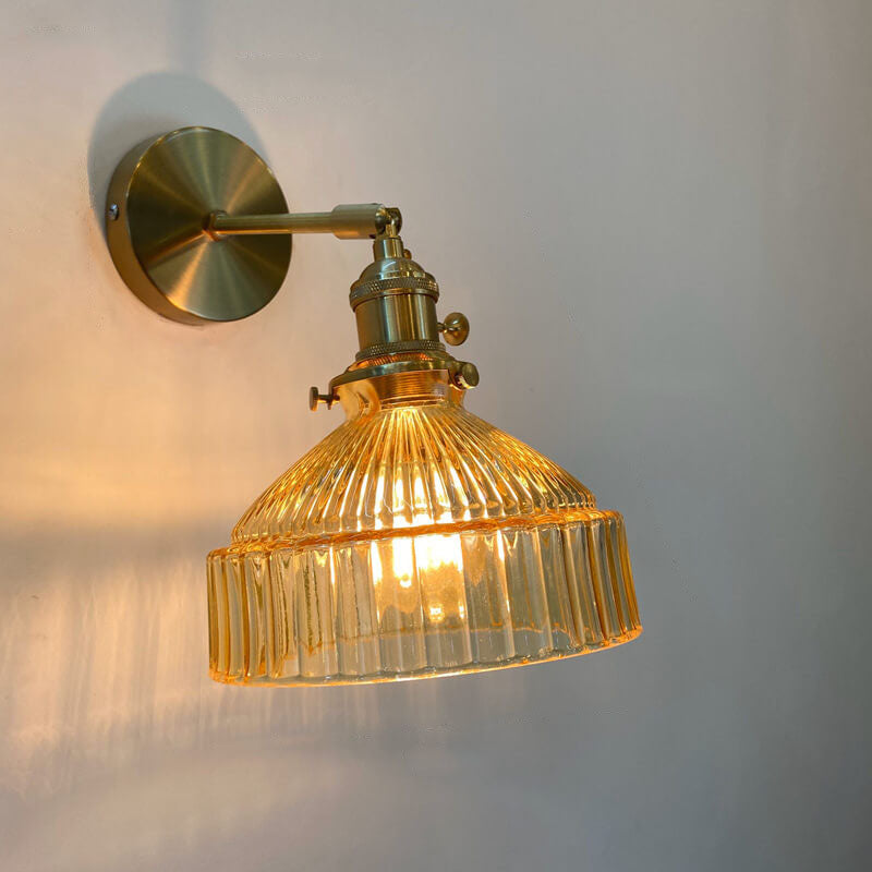 Velorn – Nordic Brass Glass Dome Wall Sconce Lamp 1 Light