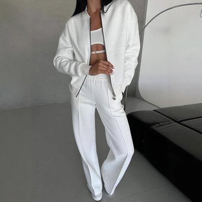 Pamora-mode | Set mit Jacke mit Reißverschluss und Hose mit weitem Bein