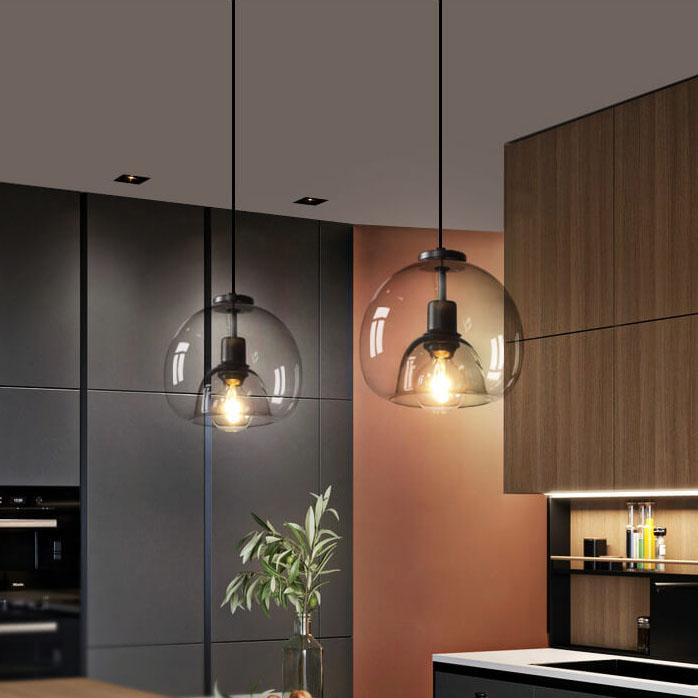 Velorienna – Minimalist Smoked Glass Dome Pendant Light