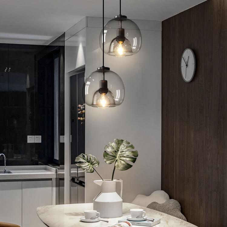Velorienna – Minimalist Smoked Glass Dome Pendant Light