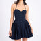 Paula - Fitted Waist Rugloze Jurk Vrouw