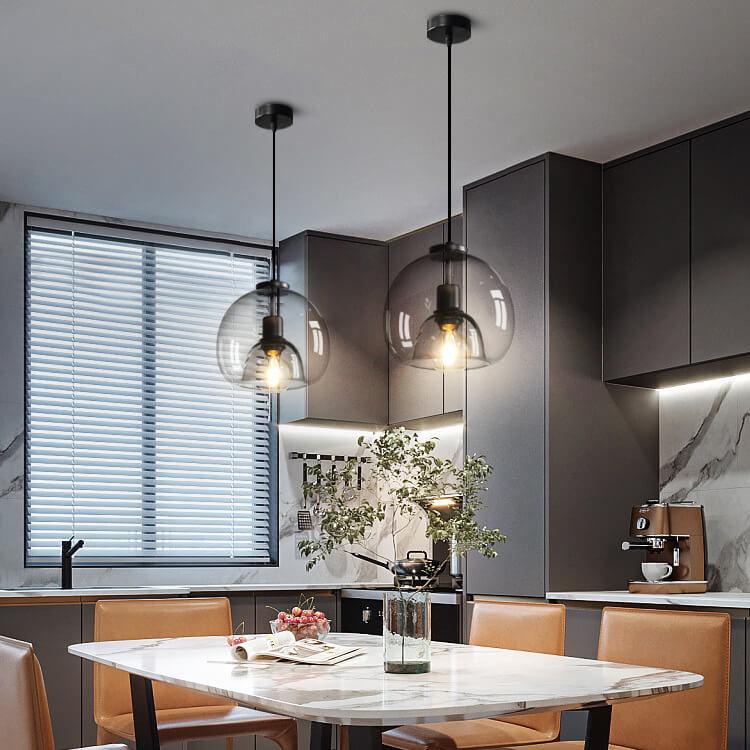 Velorienna – Minimalist Smoked Glass Dome Pendant Light