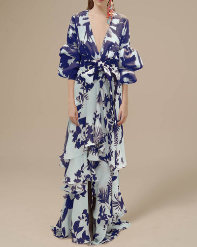Louise - bedrukte chiffon maxi-jurk
