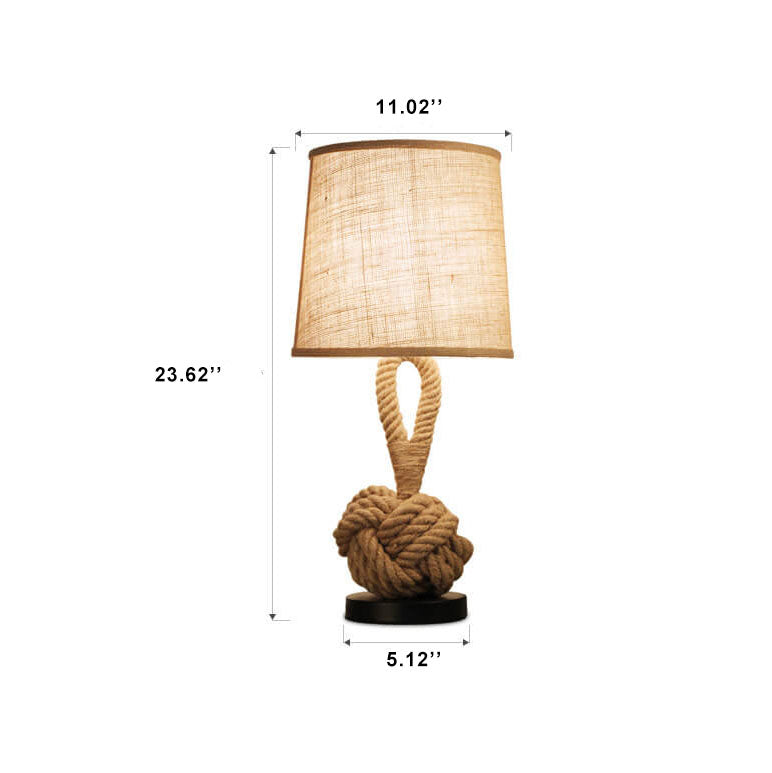 Calyra – Retro Fabric LED Table Lamp With Twine Knot
