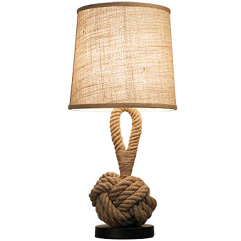 Calyra – Retro Fabric LED Table Lamp With Twine Knot