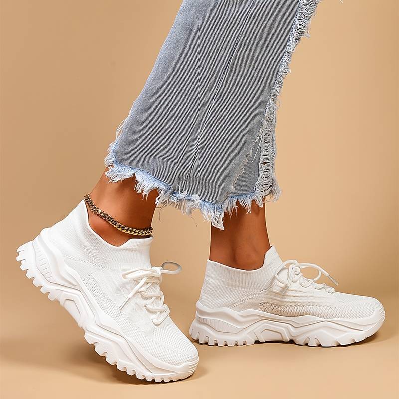 Dames Sneakers – Lichtgewicht Veterschoen met Sportieve Zool