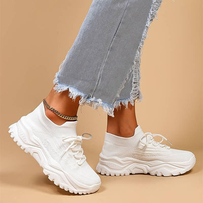 Dames Sneakers – Lichtgewicht Veterschoen met Sportieve Zool