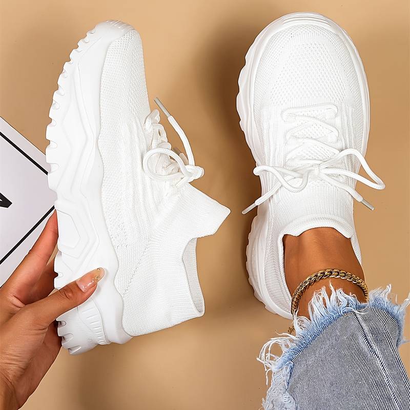 Dames Sneakers – Lichtgewicht Veterschoen met Sportieve Zool
