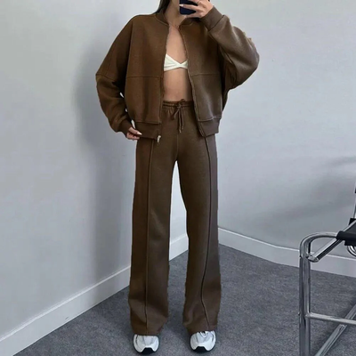 Loungewear Set with Zipper Vest – Relaxed Fit