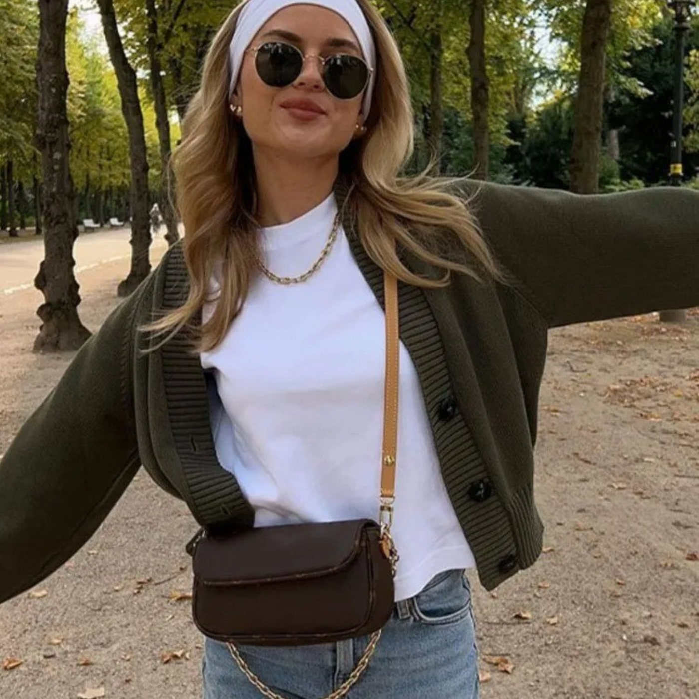 Ilani - Olive Green Knitted V-Neck Vest