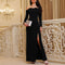 Olive | Elegante Off-Shoulder Maxi Jurk met Lange Mouwen