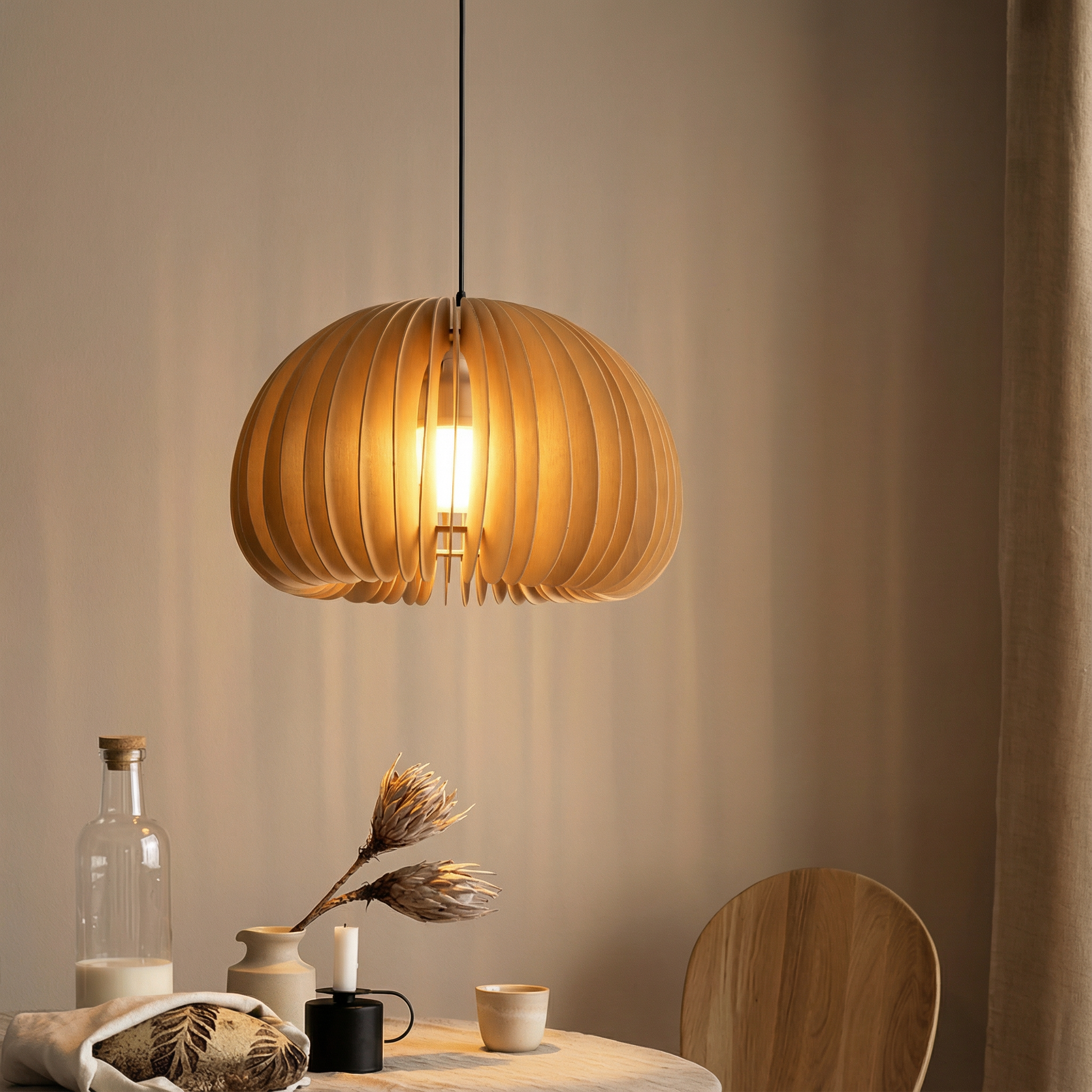 Akira - Retro Wooden Pendant Light