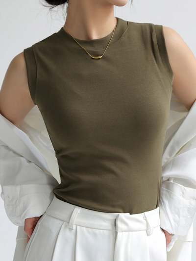 Mouwloze dames top – Aansluitend model met ronde hals