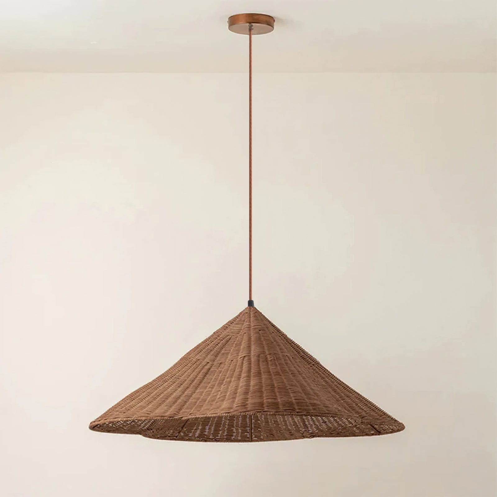 Calyran - Retro Scalloped Woven Rattan Pendant Light