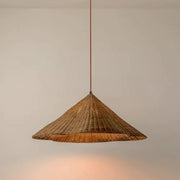 Calyran - Retro Scalloped Woven Rattan Pendant Light