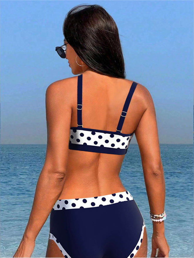 JEREMIAH | Patchwork and polka dot high-waisted bikini