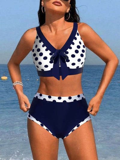 JEREMIAH | Patchwork and polka dot high-waisted bikini