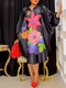Pamela | Elegante Bohemian Midi Jurk met Bloemenprint en Batwing Mouwen