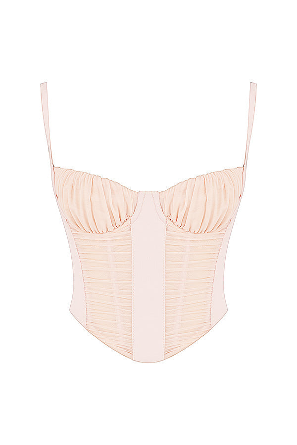 Helivienne - Peachy Gathered Corset with Romantic Details