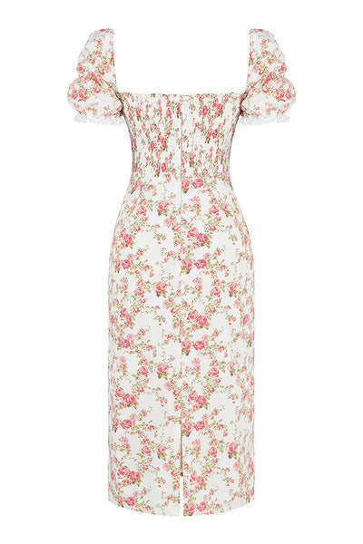 Piper | Elegante Gesmokte Midi-Jurk met Bloemendessin
