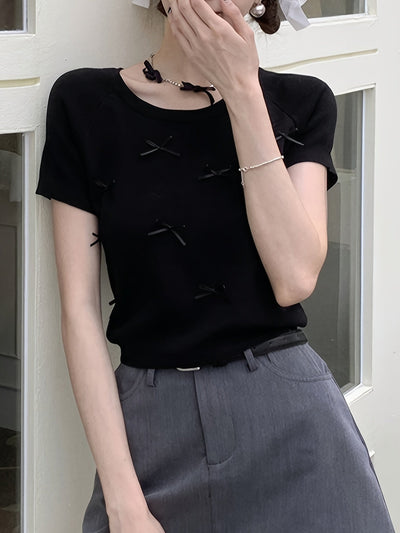 Piper | Stijlvolle Gebreide Top met Strikdetail