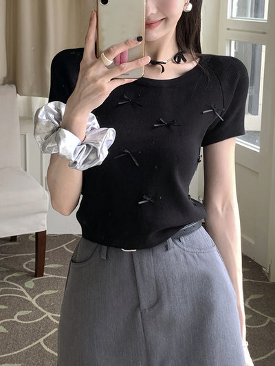 Piper | Stijlvolle Gebreide Top met Strikdetail