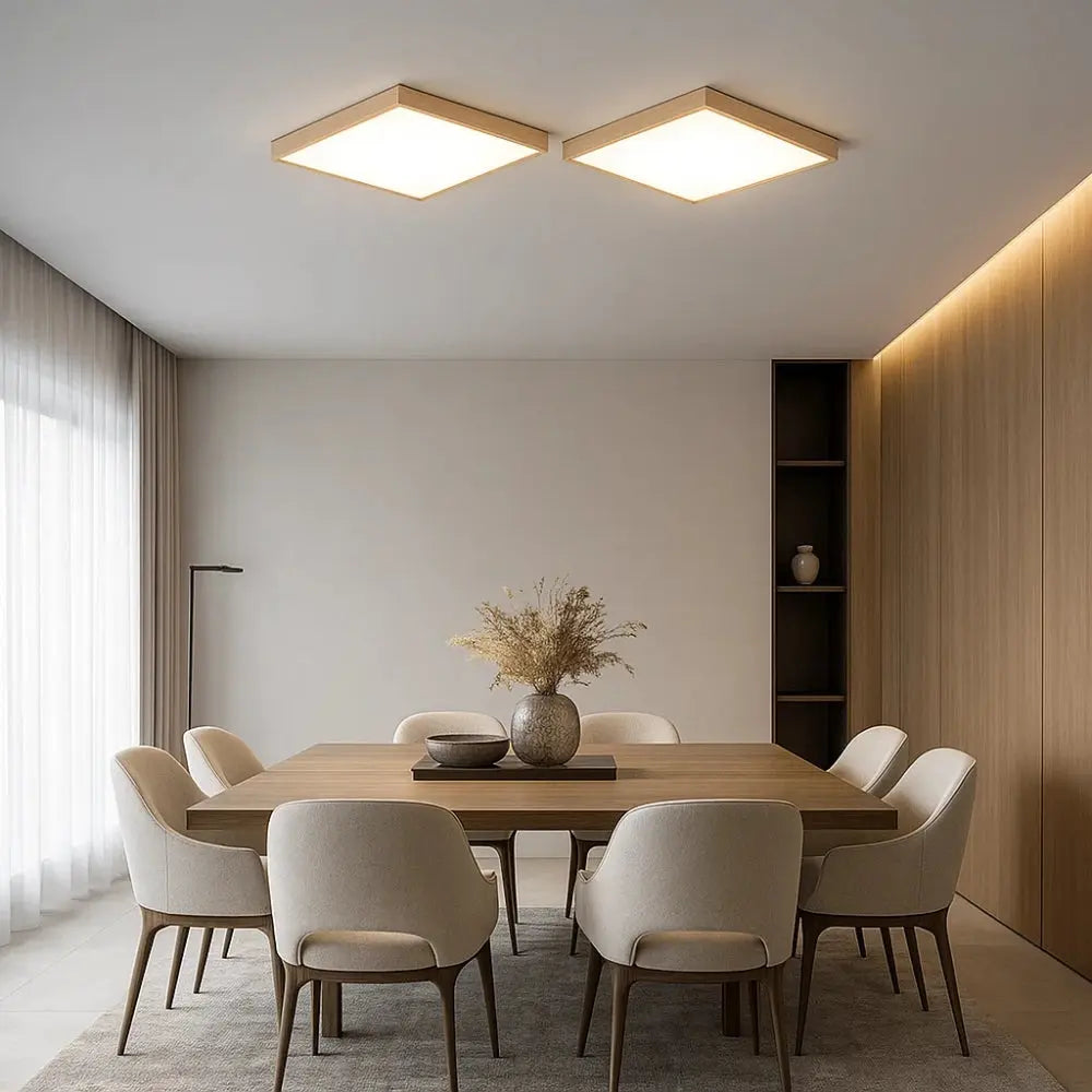 Quadreos - Square LED Ceiling Light Wood Frame