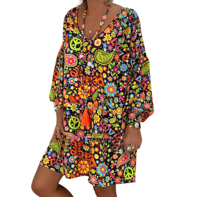 Avery - boho mini plus size jurk