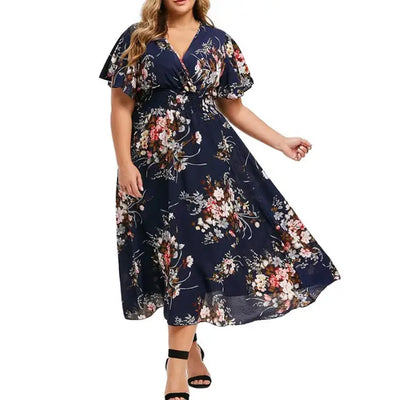Tinslee - bohemian chiffon jurk in grote maten