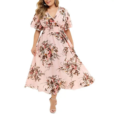 Tinslee - bohemian chiffon jurk in grote maten