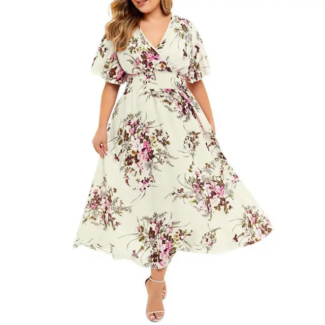 Tinslee - bohemian chiffon jurk in grote maten