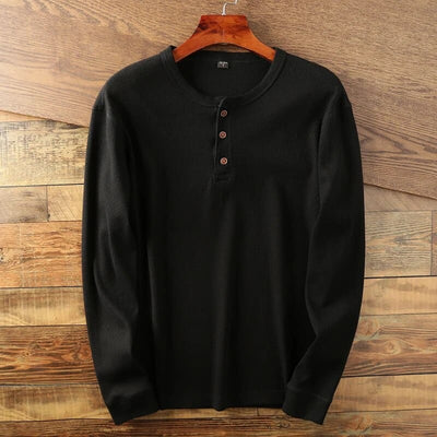 Klassiek henley-shirt met lange mouwen voor mannen