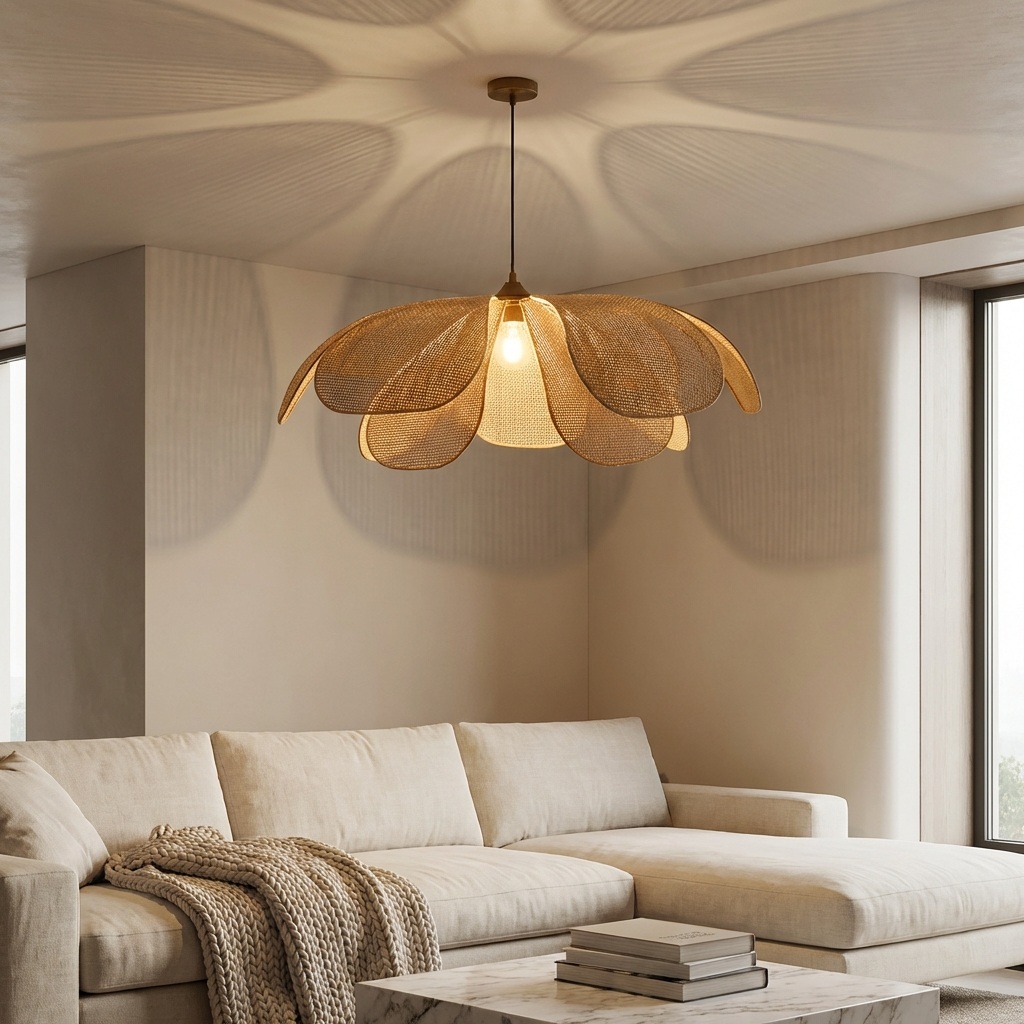 Solviera - Rattan Woven Petal Pendant Lamp
