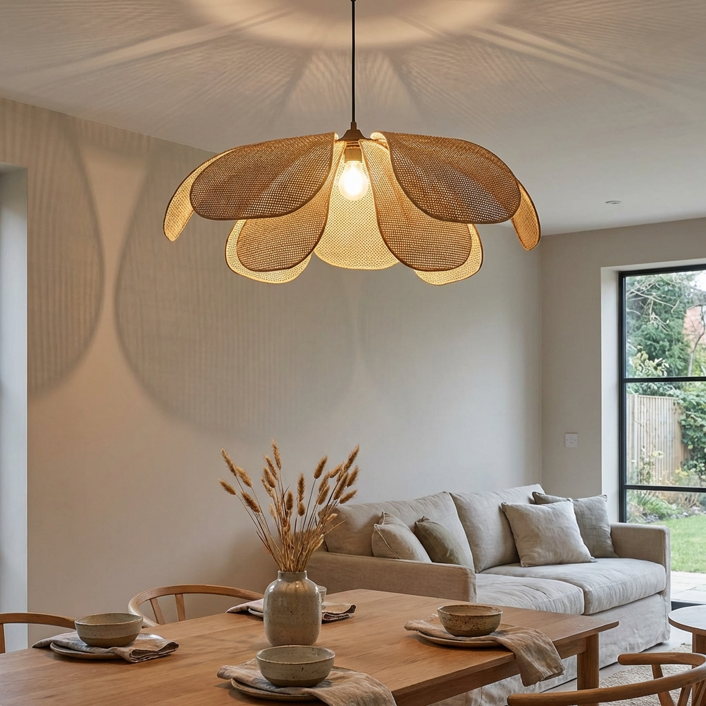 Solviera - Rattan Woven Petal Pendant Lamp