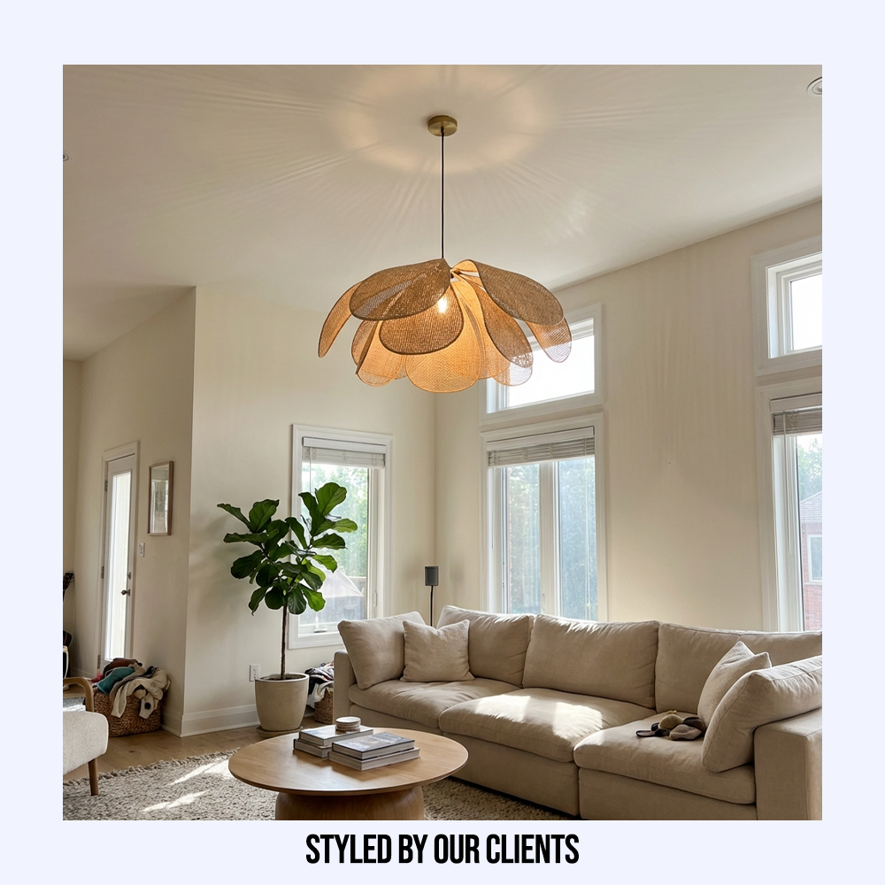 Solviera - Rattan Woven Petal Pendant Lamp