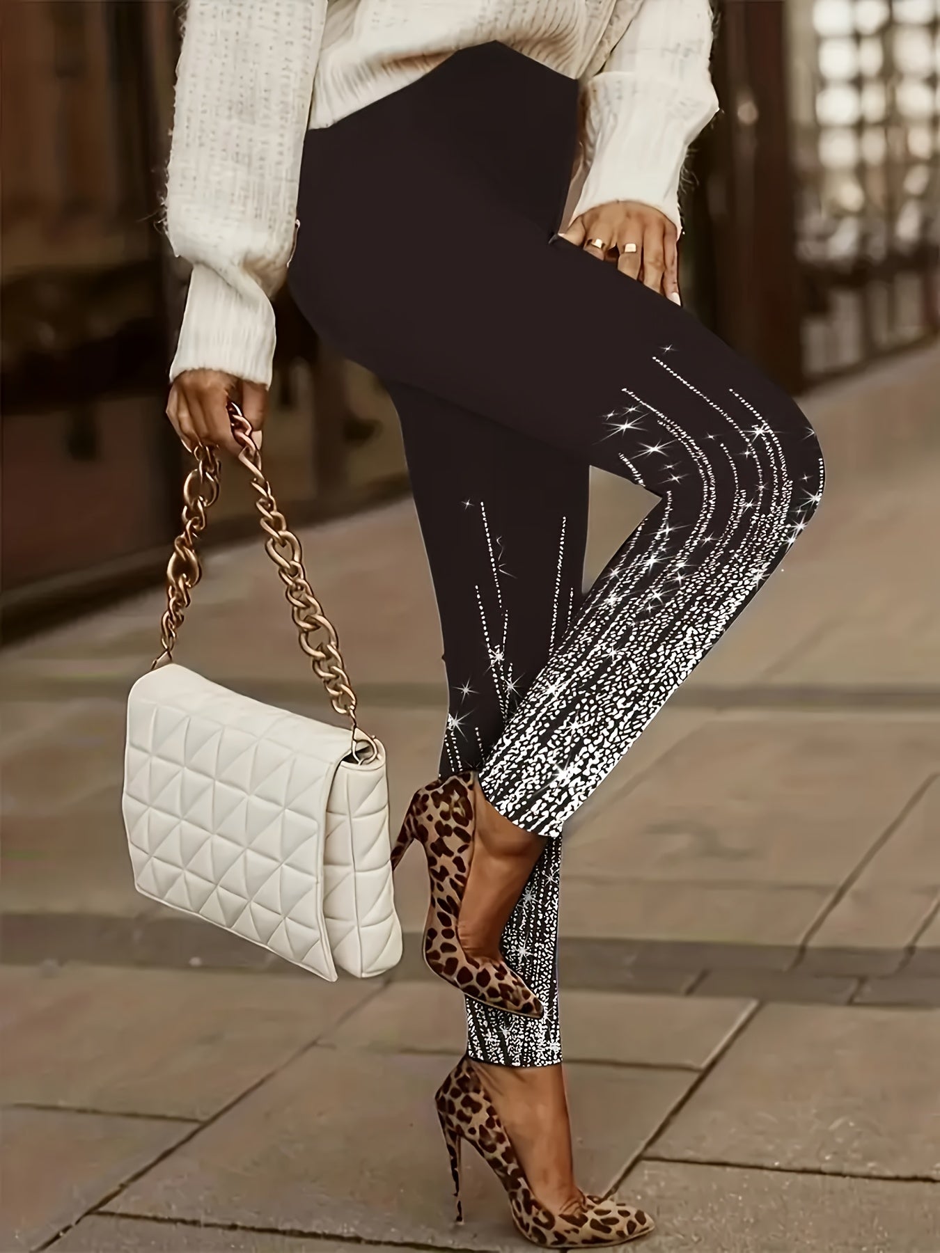 Rebeca | Sprankelende Slim-Fit Legging met Glinsterend Design