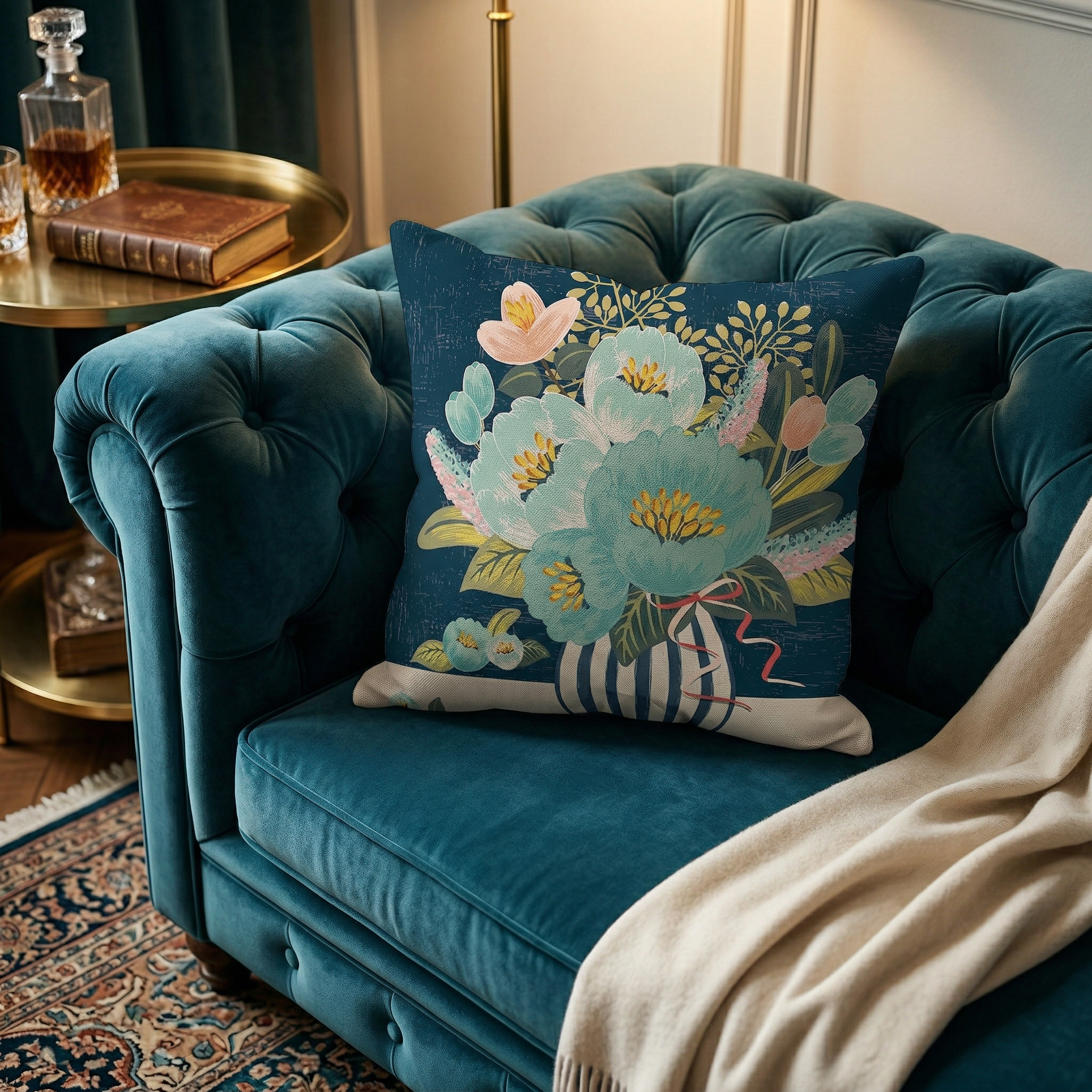 Brien - Artistic Floral Vase Cushion Cover