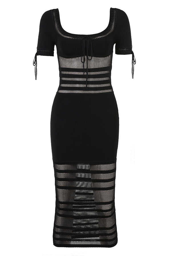 Rosalie | Stijlvolle Gebreide Midi-Jurk met Open Details