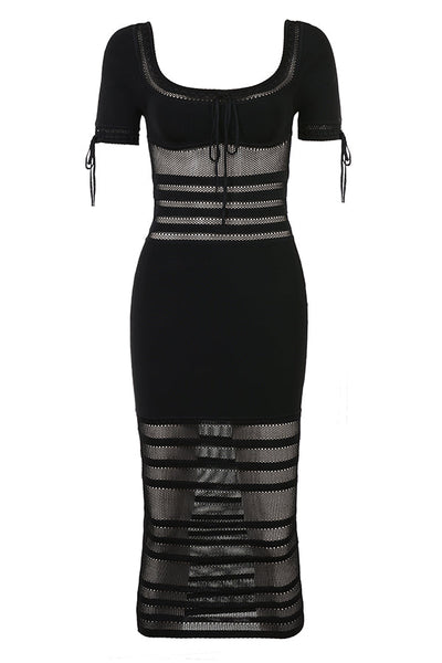 Rosalie | Stijlvolle Gebreide Midi-Jurk met Open Details