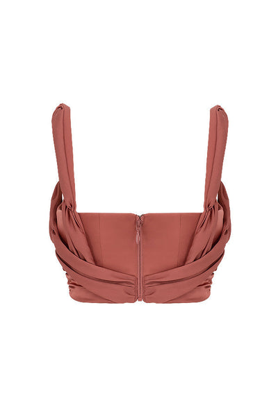 Havienna - Rose Satin Corset with Draped Details