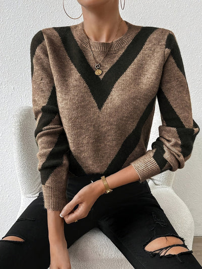Rosemarie | Stijlvolle Geometrische Trui met Lange Mouwen